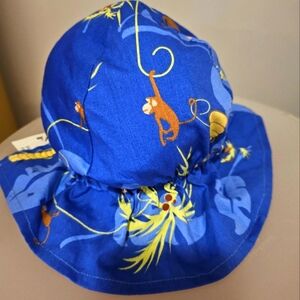 Corkey's Kids Monkey Business Blue Jungle Print Sun Tail Hat